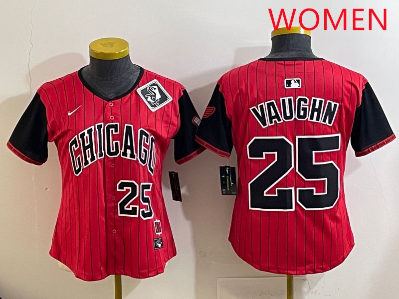 Women 2025 Chicago White Sox #25 Vaughn Red Joint Name Nike MLB Jersey style 27->women mlb jersey->Women Jersey